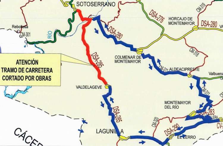 Mapa con recorrido alternativo