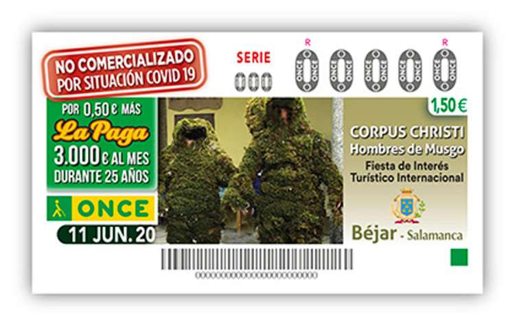 Cupón de la ONCE con la imagen de los Hombres de Musgo