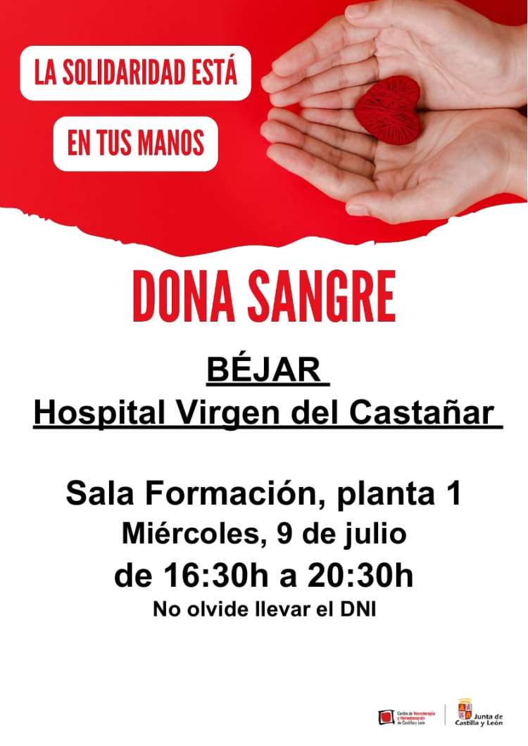 Cartel de la campaña de donación de sangre en el Hospital de Béjar