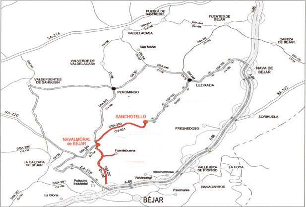 Croquis de carreteras de la zona