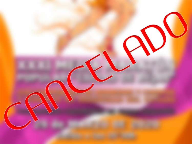 Cartel de fondo difuminado con letras Cancelado sobrepuestas