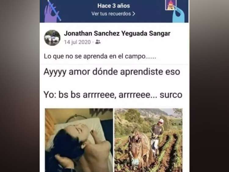 Publicación en facebook de Jonathan Sánchez