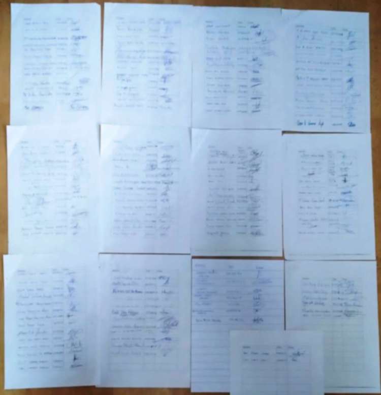 Documento con 151 firmas de apoyo al manifiesto sobre La Covatilla en Béjar