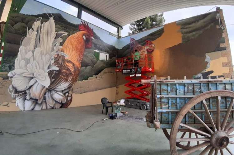 Uno de los trabajos en las fachadas de Garcibuey