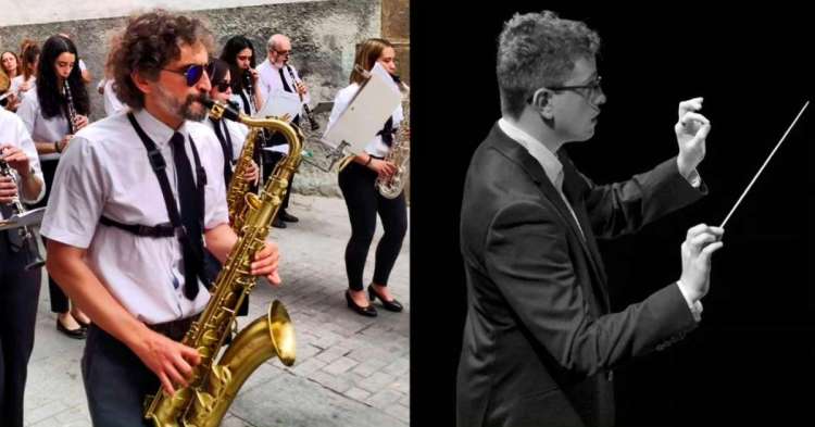 Composición con fotos del director y subdirector de la banda de música de Béjar