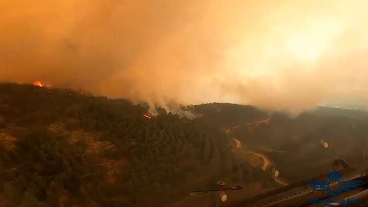 Incendio en Hervás, visto desde el aire