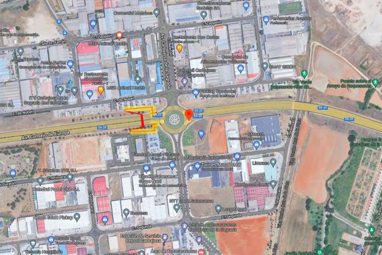 Plano del lugar en el que se instalará la pasarela peatonal. Imagen G. Maps