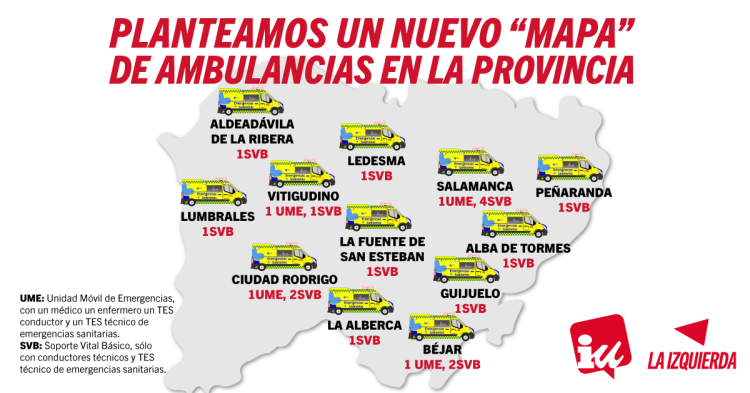 Mapa de las ambulancias Salamanca IU