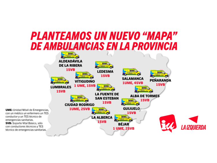 Mapa de ambulancias planteado por IU