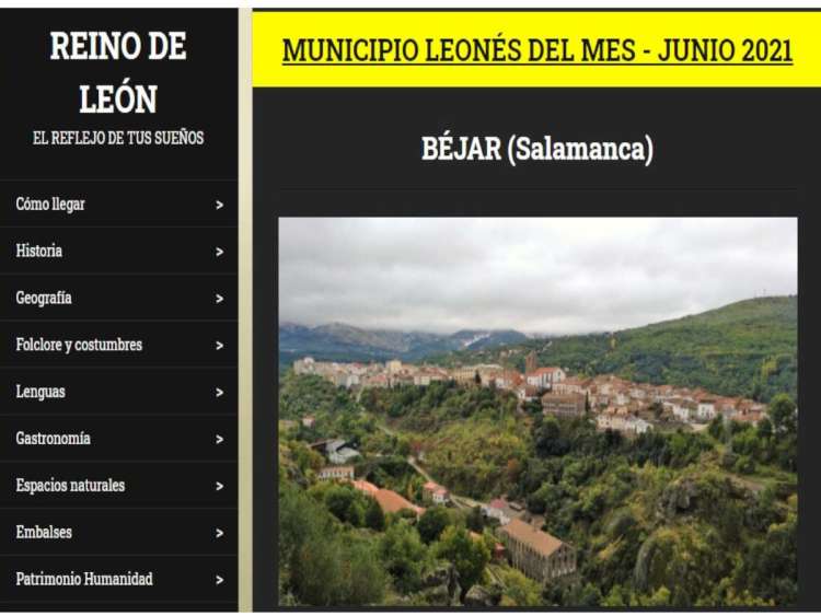 Captura web de municipio del mes en la web Reino de León