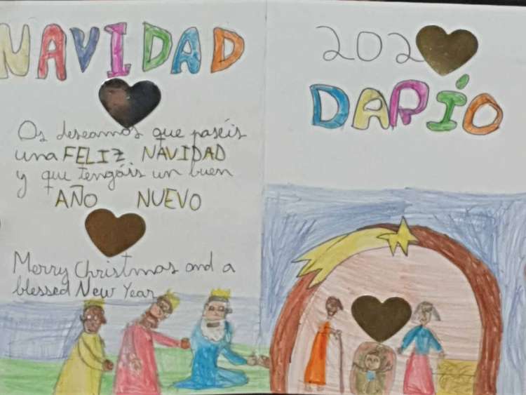 Postales navideñas de alumnos del Maria Auxiliadora para personas mayores