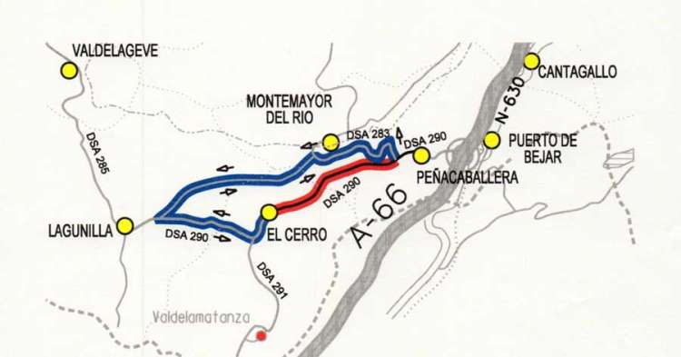 Mapa recorrido alternativo por obras DSA-290
