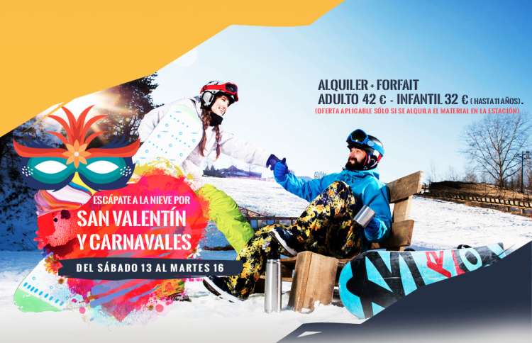 Cartel oferta de San Valentin en La Covatilla