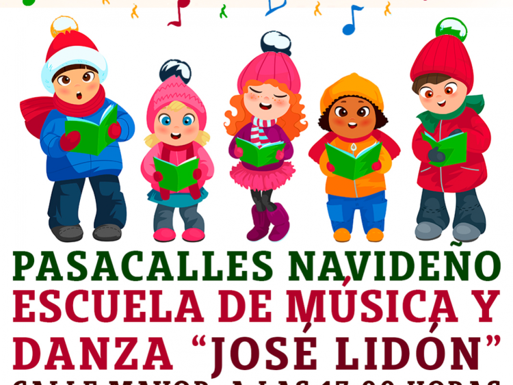 Vista parcial del  cartel que anuncia un Pasacalles Navideño