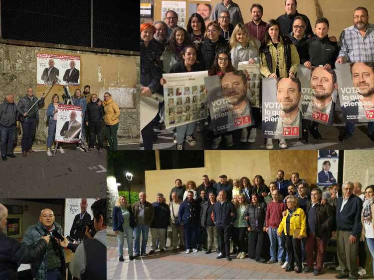 Collage con algunos de los partidos en la tradicional pegada de carteles