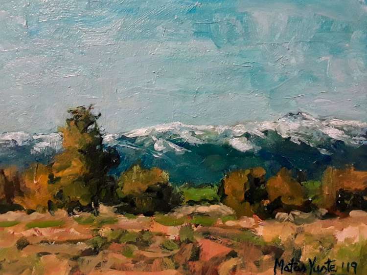 Pintura que ilustra el cartel de la exposición de Concha Matas Yuste en el Casino Obrero de Béjar