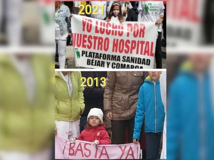 La misma niña de Béjar detrás de una pancarta reivindicativa, casi 8 años después