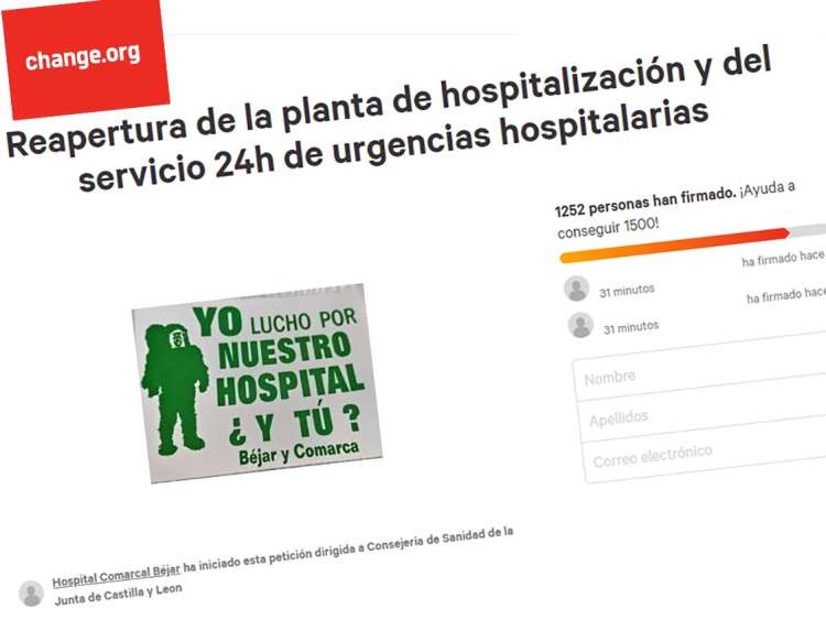 Pantallazo de la petición en la web change.org