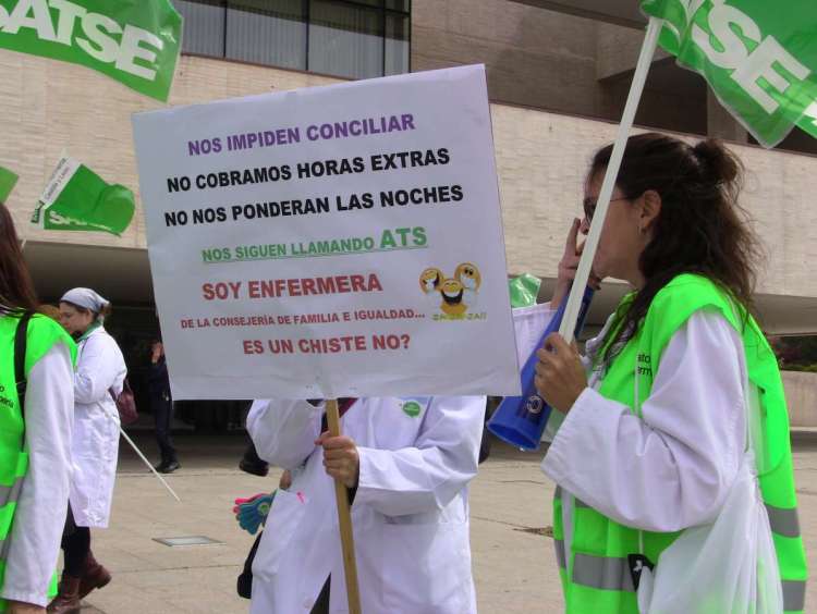 Imagen protesta enfermeras/os . Web SATSE
