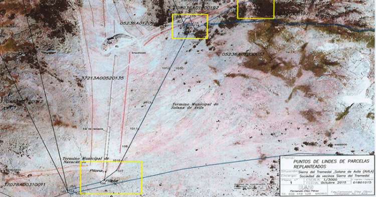 Mapa de los terrenos en conflicto de La Covatilla