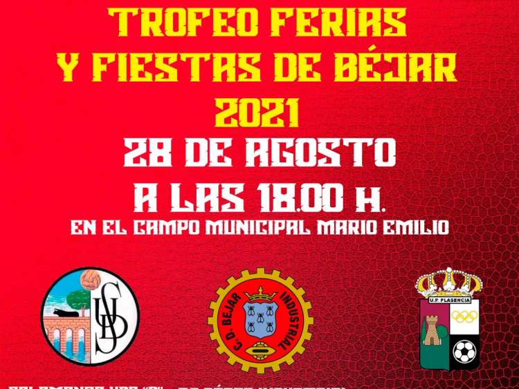Cartel con texto y escudos de los tres equipos