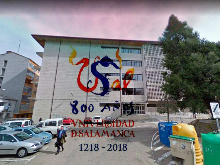 ETSII con imagen logotipo de la USAL 800 aniversario