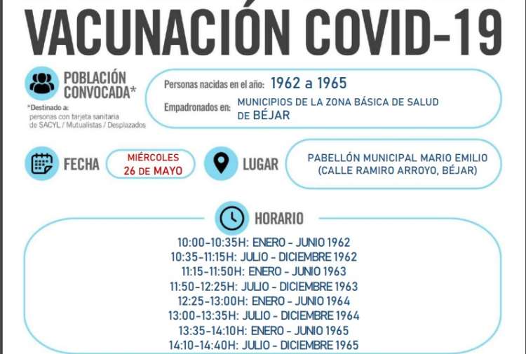 Cartel vacunacion miércoles 26 mayo Béjar