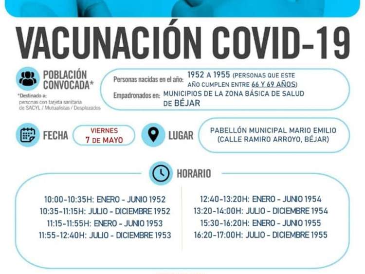 Cartel con fechas y horarios de la vacunación