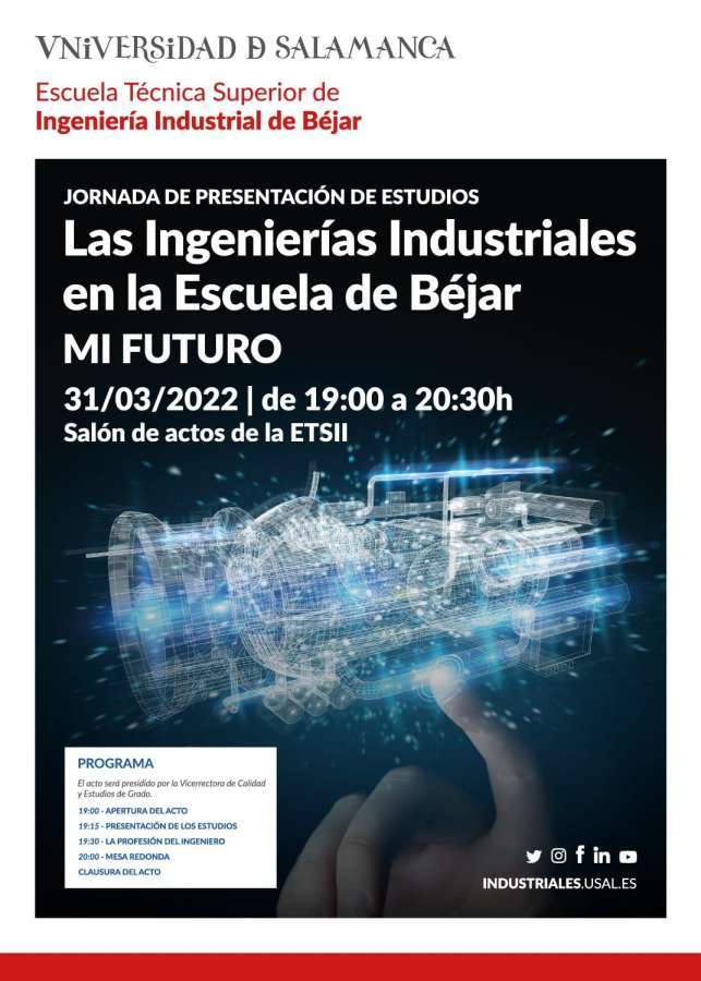 Cartel Las Ingenierías Industriales en la Escuela de Béjar