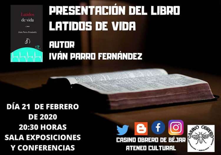 Cartel presentación del libro "Latidos de vida"