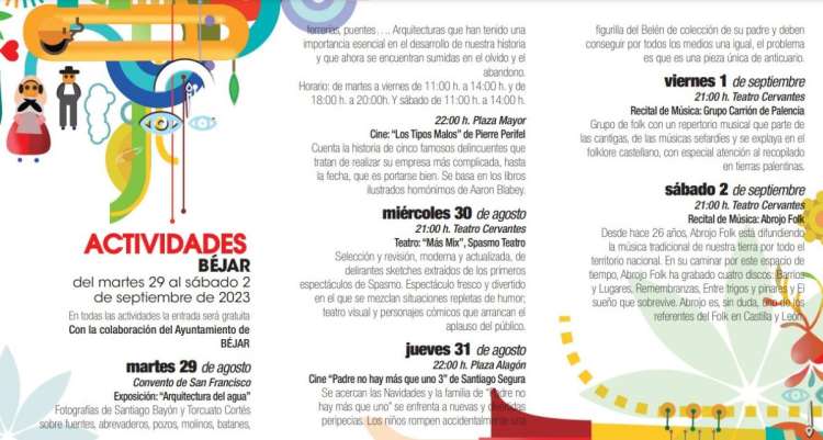 Cartel actividades Noches de Cultura Béjar