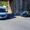 Autocaravana y coche siniestrado