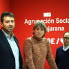Antonio Cámara, Carlos Martínez y David Serrada en la sede del PSOE de Béjar