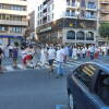 Manifestantes pasando por la Plaza de España de Béjar