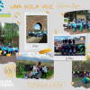 Collage de fotos de niños durante la actividad