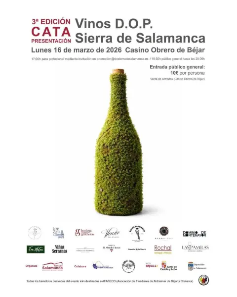 Cartel Cata de Vinos Presentación DOP Sierra de Salamanca en el Casino Obrero de Béjar