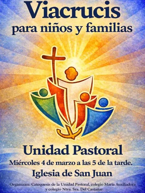 Cartel viacrucis para niños y familias organizado por la Unidad Pastoral del Béjar