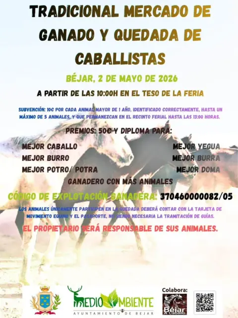 Cartel con programa del Mercado de Ganado en Béjar