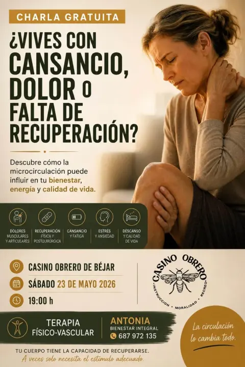 Charla gratuita sobre microcirculación y bienestar en el Casino Obrero de Béjar