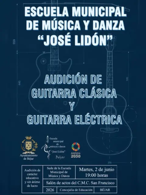 Cartel Audición de alumnos Guitarra clásica y eléctrica