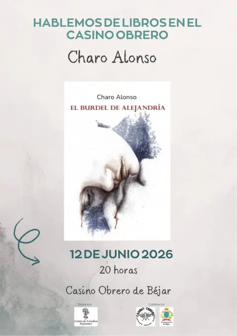 Cartel presentación libro de Charo Alonso en el Casino Obrero de Béjar