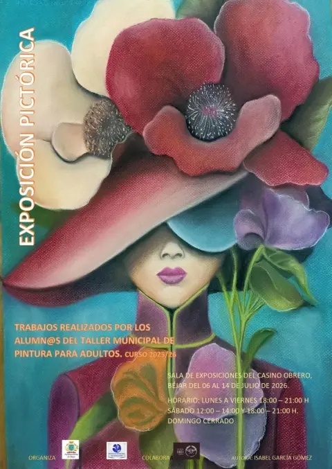 Cartel de la Exposición pictórica del Taller Municipal de Pintura para Adultos en la Sala de Exposiciones del Casino Obrero de Béjar