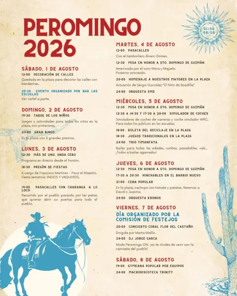 Cartel programa de Fiestas de Peromingo 2026