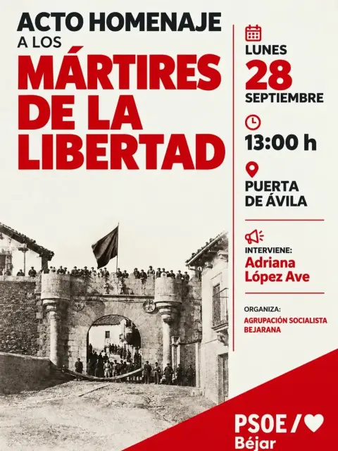 Cartel acto homenaje a los Mártires de la Libertad en Béjar