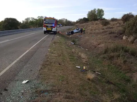 Imagen del accidente en el kilómetro 17 de la SA-102