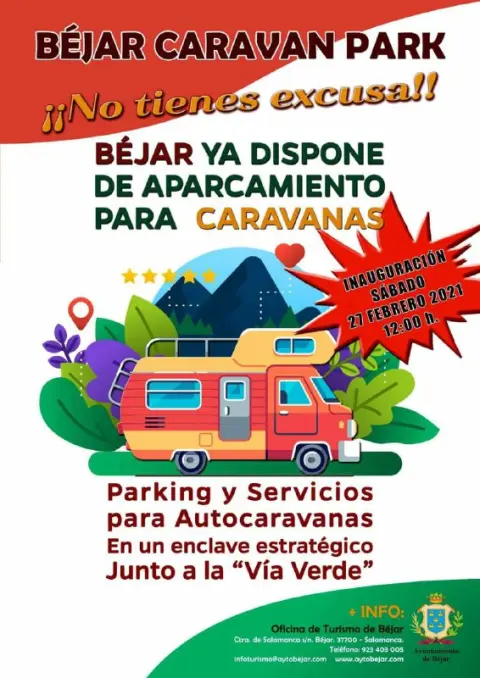 Cartel  promocional del aparcamiento de caravanas