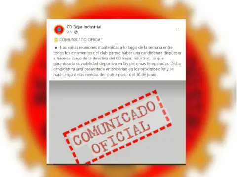 Imagen del comunicado oficial del Béjar Industrial