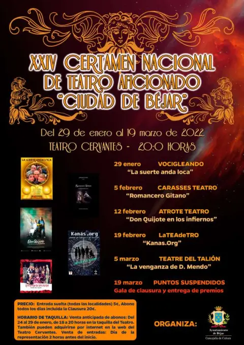 Cartel del XXIV edición del certamen nacional de teatro aficionado Ciudad de Béjar