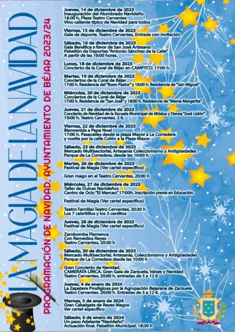 Cartel del programa actividades "La Magia de la Navidad" en Béjar