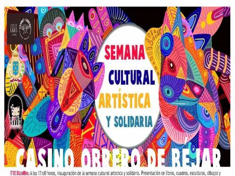 Vista parcial del cartel anunciador de la semana cultural en el Casino Obrero de  Béjar